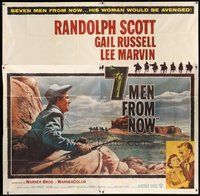 2f234 7 MEN FROM NOW 6sh '56 Budd Boetticher, cool different art of Randolph Scott with rifle!