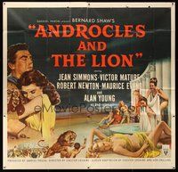 2f237 ANDROCLES & THE LION 6sh '52 artwork of Victor Mature holding Jean Simmons!