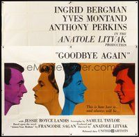 2f269 GOODBYE AGAIN 6sh '61 art of Ingrid Bergman between Yves Montand & Anthony Perkins!