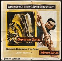2f292 MOBY DICK 6sh '56 John Huston, great art of Gregory Peck as Ahab & the giant whale!