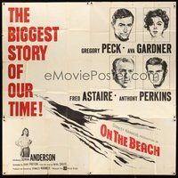 2f299 ON THE BEACH 6sh '59 art of Gregory Peck, Ava Gardner, Fred Astaire & Anthony Perkins!