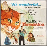 2f330 THREE LIVES OF THOMASINA 6sh '64 Walt Disney, great art of winking & smiling cat!
