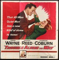 2f336 TROUBLE ALONG THE WAY 6sh '53 great image of John Wayne fooling around with Donna Reed!