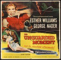 2f339 UNGUARDED MOMENT 6sh '56 different art of teacher Esther Williams & George Nader w/flashlight