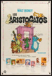 2f030 ARISTOCATS Argentinean '71 Walt Disney feline jazz musical cartoon, great colorful image!