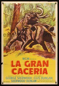 2f039 BIG HUNT Argentinean '59 cool artwork of elephants fighting with each other in the jungle!