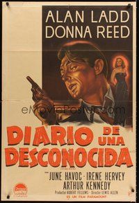 2f054 CHICAGO DEADLINE Argentinean '49 cool art of Alan Ladd & Donna Reed film noir!