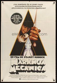 2f056 CLOCKWORK ORANGE Argentinean '72 Stanley Kubrick classic, art of Malcolm McDowell!