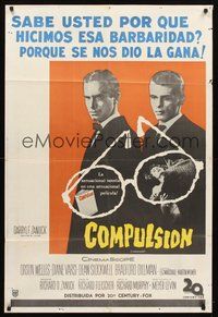 2f057 COMPULSION Argentinean '59 Dean Stockwell & Bradford Dillman try to commit perfect murder!