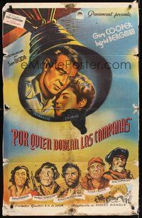2f081 FOR WHOM THE BELL TOLLS Argentinean R50s different art of Gary Cooper & Ingrid Bergman!