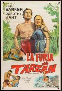 2f194 TARZAN'S SAVAGE FURY Argentinean '52 art of Lex Barker & Dorothy Hart, Edgar Rice Burroughs