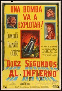 2f196 TEN SECONDS TO HELL Argentinean '59 Jack Palance, Jeff Chandler, cool bomb art!