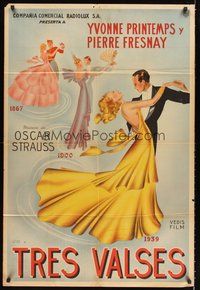 2f201 THREE WALTZES Argentinean '39 wonderful art of couples dancing in formal attire!
