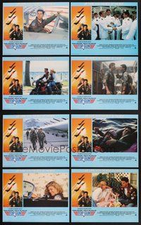2g916 TOP GUN 8 English LCs '86 great images of Tom Cruise & Kelly McGillis, Navy fighter jets!