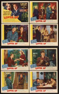 2g246 COVER UP 8 LCs '49 Dennis O'Keefe, Barbara Britton, William Bendix with gun!