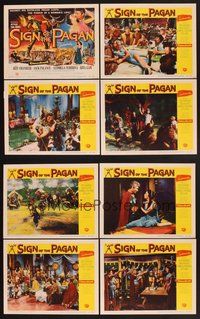 2g813 SIGN OF THE PAGAN 8 LCs '54 Jack Palance as Attila the Hun, Jeff Chandler, Ludmilla Tcherina!