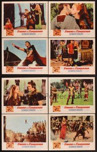 2g877 SWORD OF THE CONQUEROR 8 LCs '62 great images of barbarian Jack Palance, Eleonora Rossi Drago!