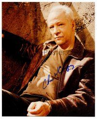2h269 CHRIS COOPER signed color 8x10 REPRO still '03 c/u of the actor wearing leather jacket!