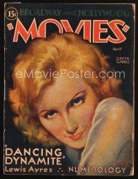 2h115 MOVIES magazine April 1931 wonderful artwork portrait of Greta Garbo by Oscar Greiner!