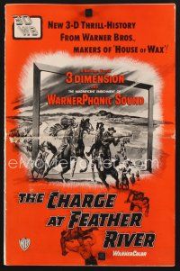 2h166 CHARGE AT FEATHER RIVER pressbook '53 great cowboy western 3-D artwork!