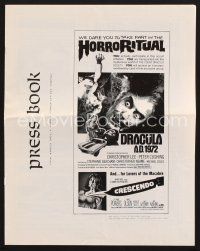 2h176 DRACULA A.D. 1972 pressbook '72 Hammer horror , great image of vampire Christopher Lee!