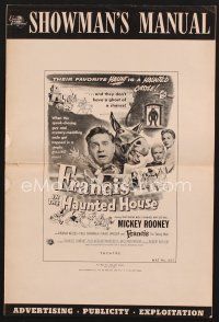 2h186 FRANCIS IN THE HAUNTED HOUSE pressbook '56 art of Mickey Rooney w/Francis the talking mule!