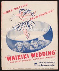 2h216 WAIKIKI WEDDING pressbook '37 big mouth Martha Raye, Bing Crosby & Bob Burns in Hawaii!