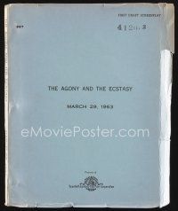 2h223 AGONY & THE ECSTASY first draft script March 29, 1963, screenplay by Philip Dunne!