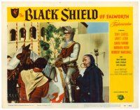 2j113 BLACK SHIELD OF FALWORTH LC #4 '54 one-eyed Torin Thatcher & Tony Curtis in armor on horse!
