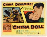 2j179 CHINA DOLL TC '58 cool art of Flying Tiger Victor Mature with huge machine gun!