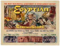 2j257 EGYPTIAN TC '54 artwork of Jean Simmons, Victor Mature & Gene Tierney in ancient Egypt!