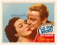 2j327 GO FOR BROKE LC #3 '51 romantic close up of Van Johnson & pretty Gianna Maria Canale!
