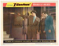 2j391 I CONFESS LC #4 '53 Alfred Hitchcock, priest Montgomery Clift by man firing gun!
