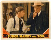 2j434 JUDGE HARDY & SON LC '39 Mickey Rooney as Andy Hardy shows his empty pocket to Lewis Stone!
