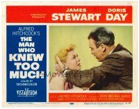 2j502 MAN WHO KNEW TOO MUCH LC #1 '56 Alfred Hitchcock, husband & wife Jimmy Stewart & Doris Day!