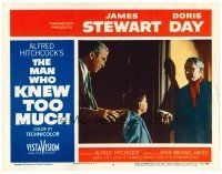 2j505 MAN WHO KNEW TOO MUCH LC #8 '56 Alfred Hitchcock, Jimmy Stewart w/boy & man with gun!