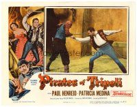 2j624 PIRATES OF TRIPOLI LC '54 great close up of Paul Henreid in sword fight with pirate!
