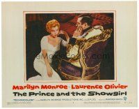 2j636 PRINCE & THE SHOWGIRL LC #2 '57 sexy Marilyn Monroe sits in front of royal Laurence Olivier!