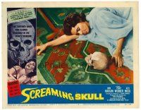 2j696 SCREAMING SKULL LC #3 '58 skull stares at sleeping girl, but he's silent to not wake her!