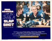 2j726 SLAP SHOT LC #4 '77 close up of hockey players Paul Newman & his teammates in the box!