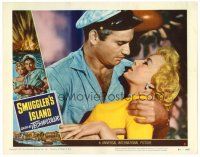 2j740 SMUGGLER'S ISLAND LC #3 '51 manly Jeff Chandler & sexy Evelyn Keyes!