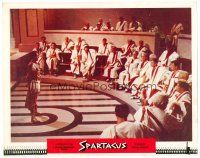 2j752 SPARTACUS LC '61 Laurence Olivier as Crassus sits with the Roman senators, Kubrick classic!