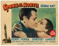 2j753 SPAWN OF THE NORTH signed LC '38 by Dorothy Lamour, who's about to kiss George Raft!