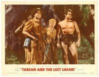 2j794 TARZAN & THE LOST SAFARI LC #8 '57 Gordon Scott senses that mence surrounds them!