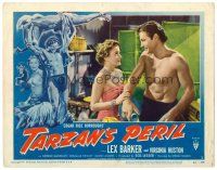 2j799 TARZAN'S PERIL LC #1 '51 pretty Virginia Huston grabs smiling Lex Barker by the arm!
