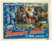2j800 TARZAN'S PERIL LC #3 '51 Lex Barker uses native man as weapon against many men!