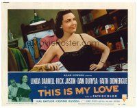 2j827 THIS IS MY LOVE LC #5 '54 sexy Linda Darnell in black dress is a homewrecker!