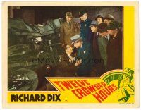 2j872 TWELVE CROWDED HOURS LC '39 crowd watches Richard Dix help man by overturned car!