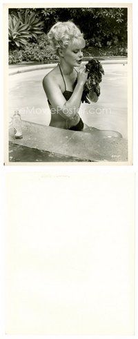 2k304 ELKE SOMMER 8x10 still '60s the sexy blonde in her swimming pool giving her dog a bath!