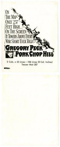 2k607 PORK CHOP HILL 8x10 still '59 artwork of Gregory Peck created for newspaper ad!